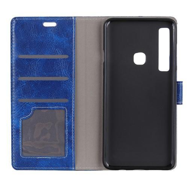 Vintage PU bőr pénztárca tok Samsung Galaxy A9-hez - kék