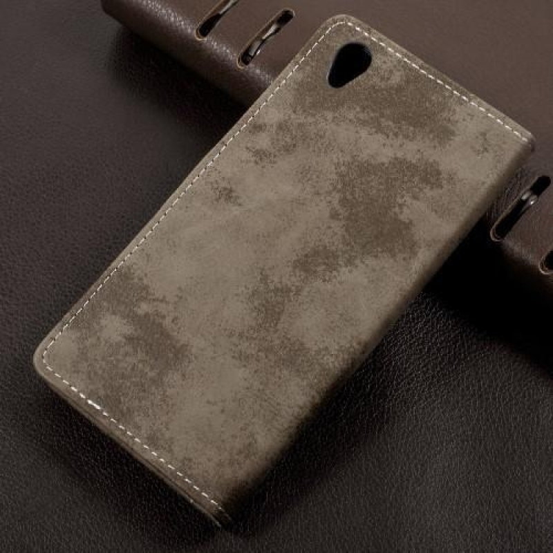Vintage PU bőr tok Sony Xperia L1 - khaki színű