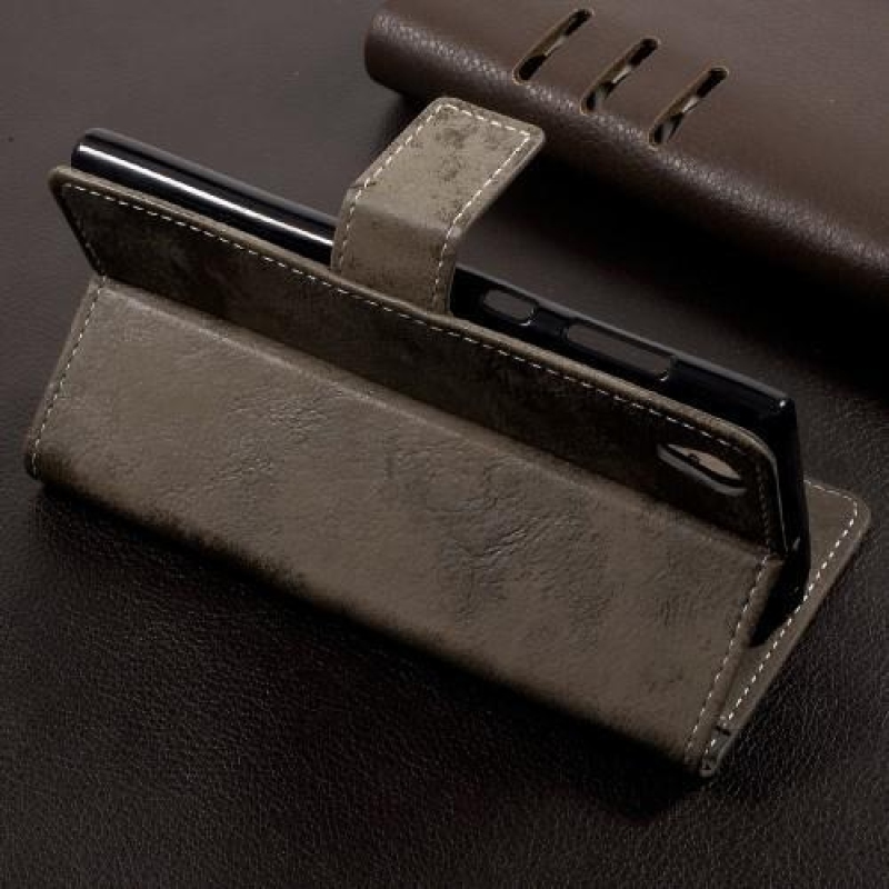 Vintage PU bőr tok Sony Xperia L1 - khaki színű