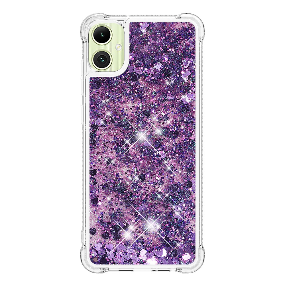 Glitter homokóra zselés tok Samsung Galaxy A07 4G - sötétlila/szívek