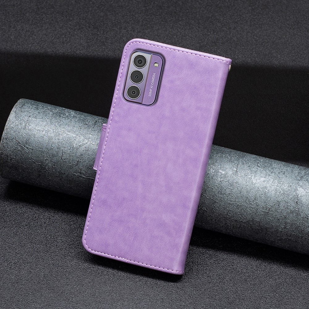 Pillangó könyvtáska Nokia G42 készülékhez - lila