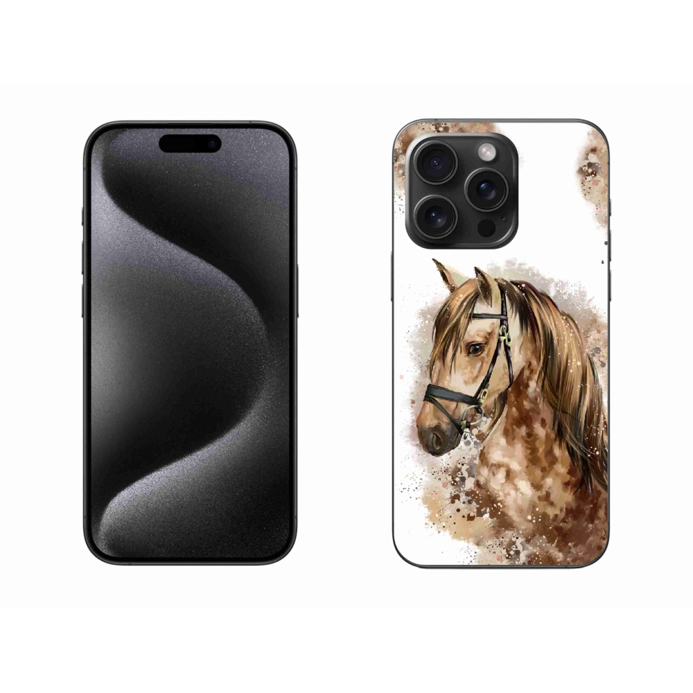 Zselés borítás mmCase iPhone 15 Pro Max készülékhez - barna rajzfilm ló