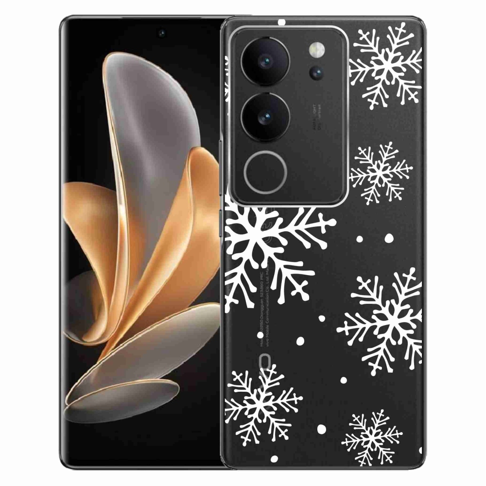 Zselés borítás mmCase a Vivo V29 5G-n - fehér pelyhek átlátszó háttéren