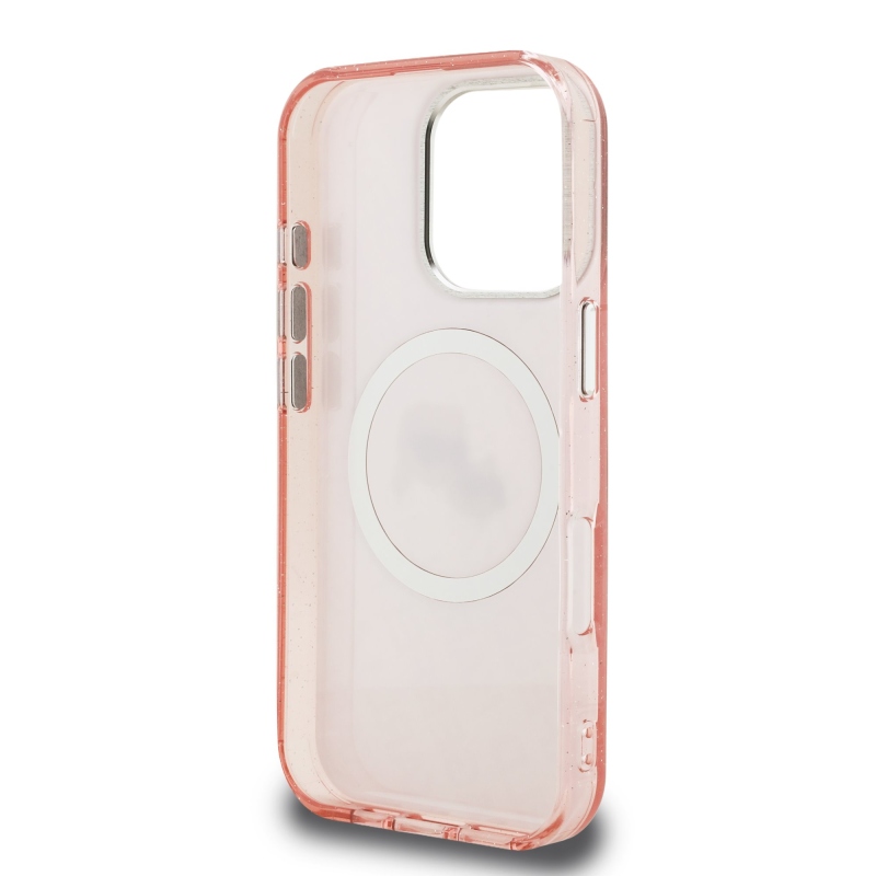 Karl Lagerfeld IML K&CH Heads Ismételt logó MagSafe hátlapi borító iPhone 16 Pro rózsaszínhez