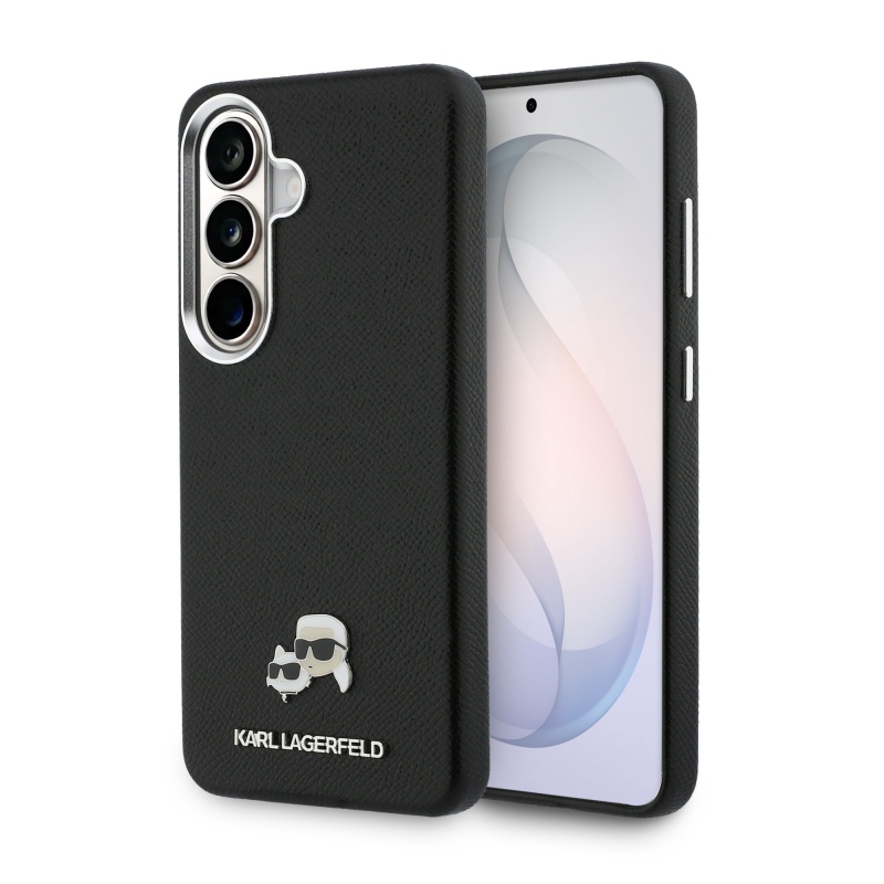 Karl Lagerfeld szemcsés PU bőr K&CH Heads mágneses hátlap Samsung Galaxy S26-hoz Fekete