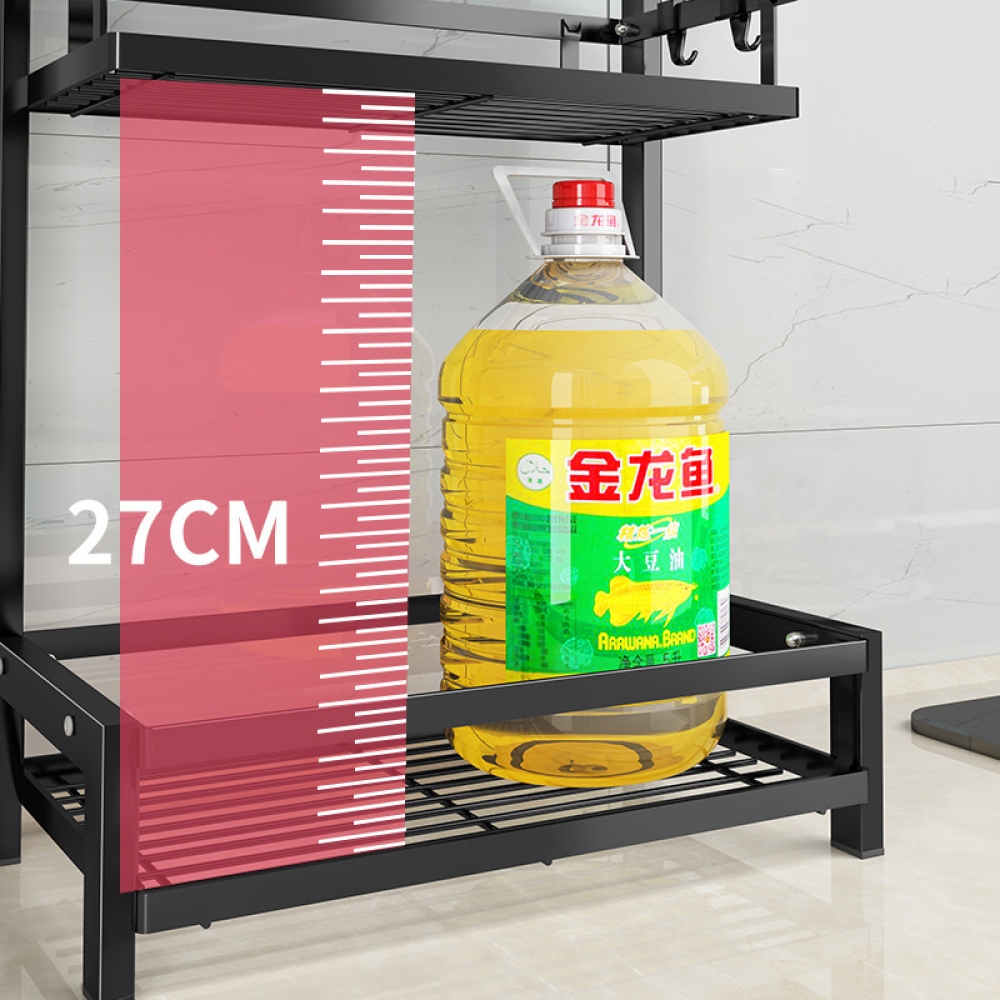 Kétszintes konyhai állvány kiegészítőknek és fűszereknek - fekete