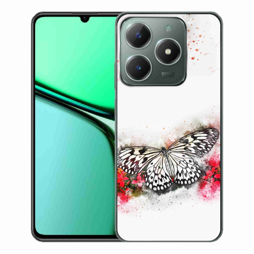 Zselés borítás mmCase a Realme C61 készülékhez - fekete-fehér pillangó