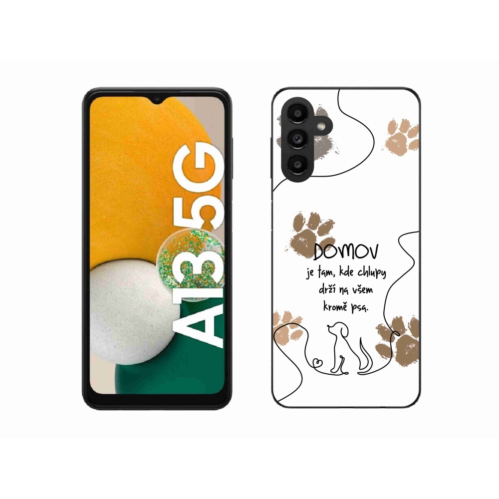 Gél borítás mmCase Samsung Galaxy A13 5G - kutya motívum fehér háttérrel