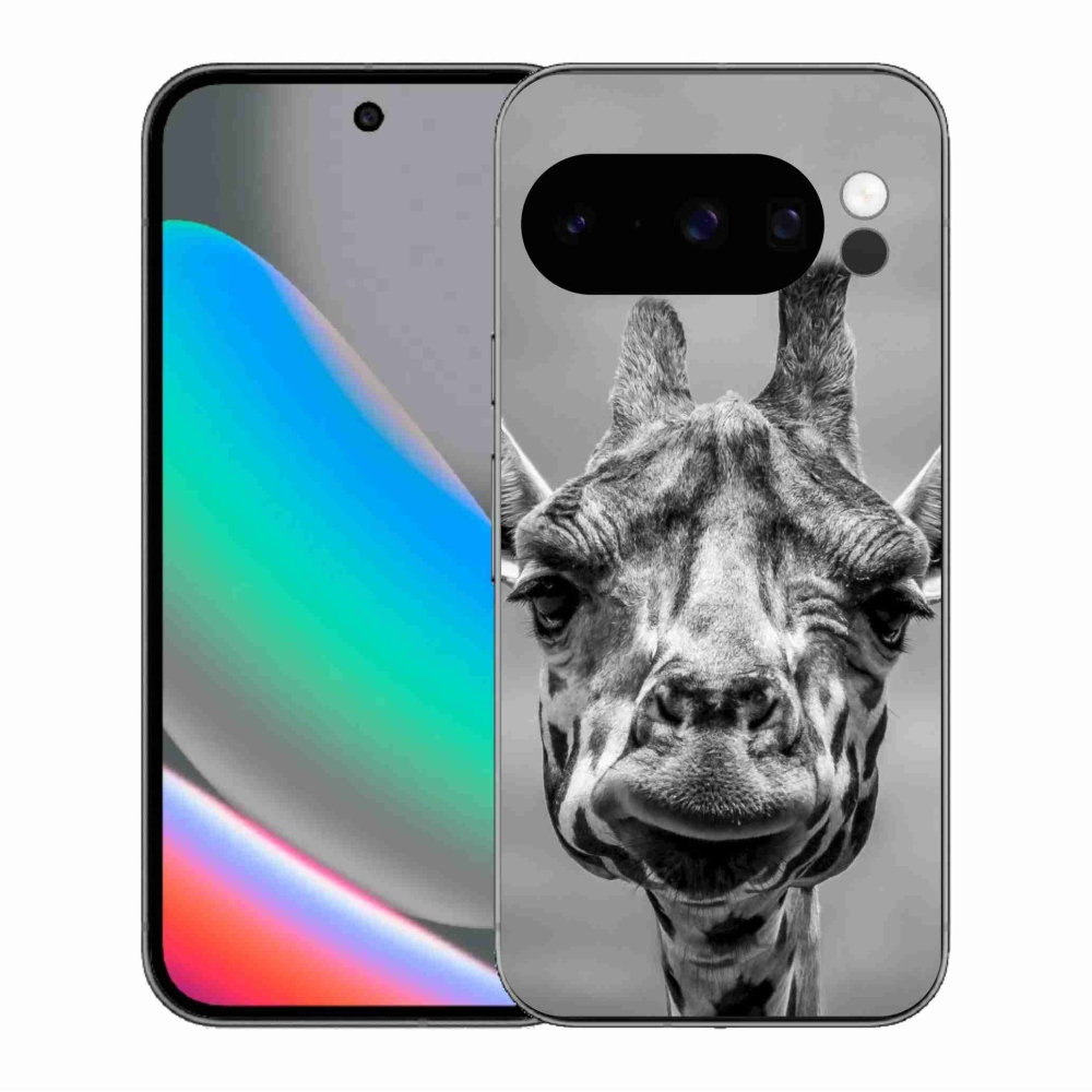 Zselés borítás mmCase a Google Pixel 10 Pro számára - fekete-fehér zsiráf