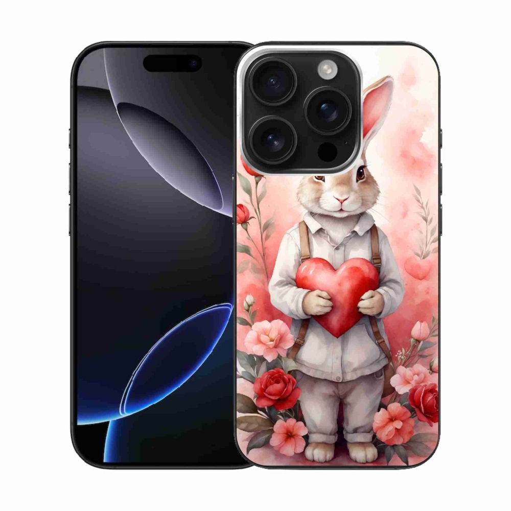 Zselés borítás mmCase iPhone 16 Pro készülékhez - nyúl szívvel