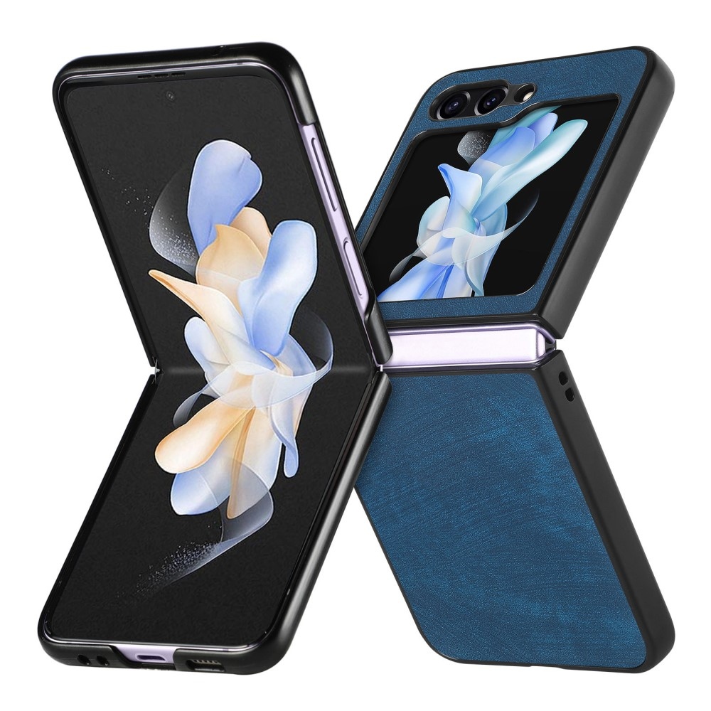 Vintage műanyag borító műbőrrel Samsung Galaxy Z Flip6 5G készülékhez - kék