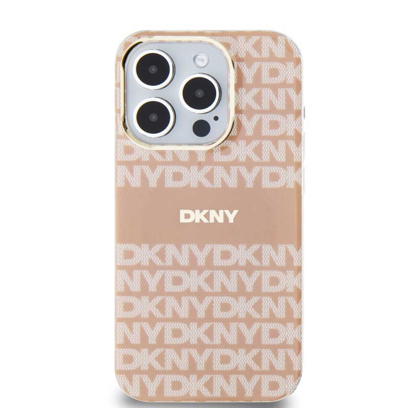 DKNY PC/TPU ismétlődő mintás tonális csíkos Magsafe hátlap iPhone 14 Pro rózsaszínhez