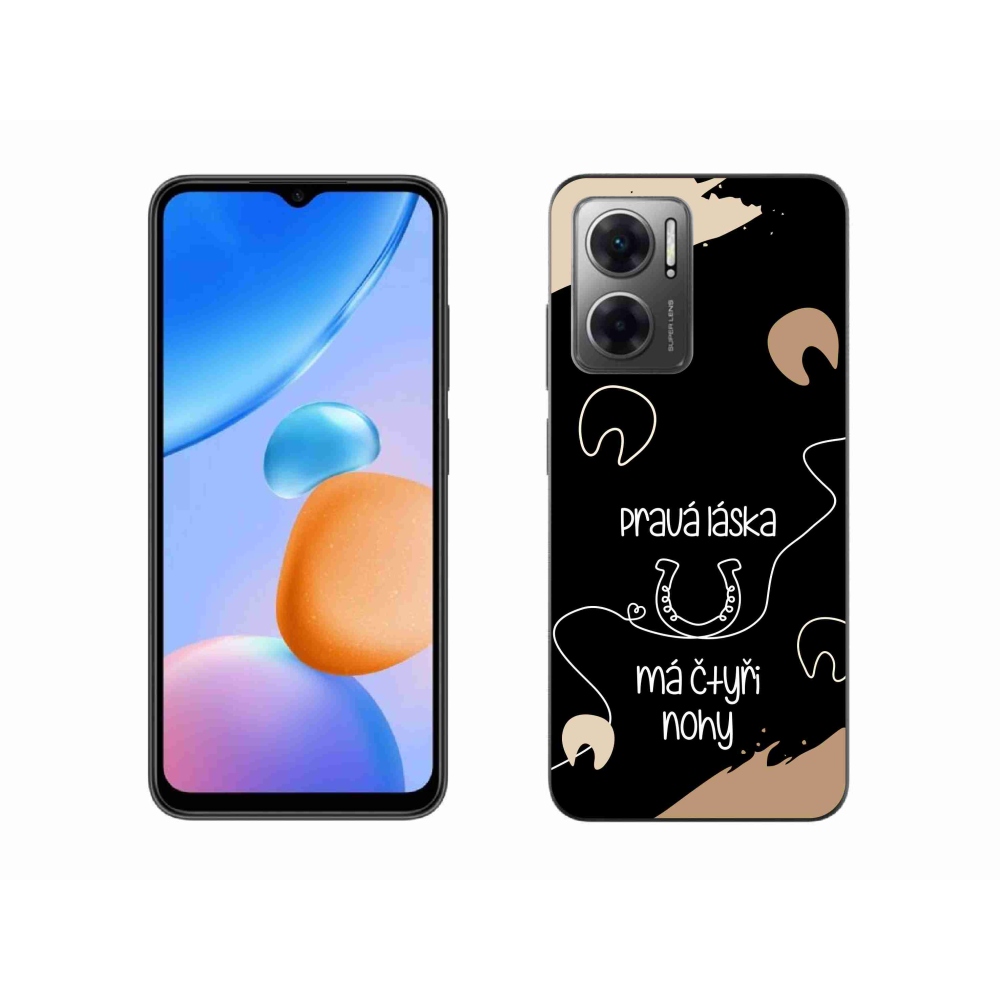 Gél borító mmCase a Xiaomi Redmi 10 5G-hez - ló motívum fekete háttérrel