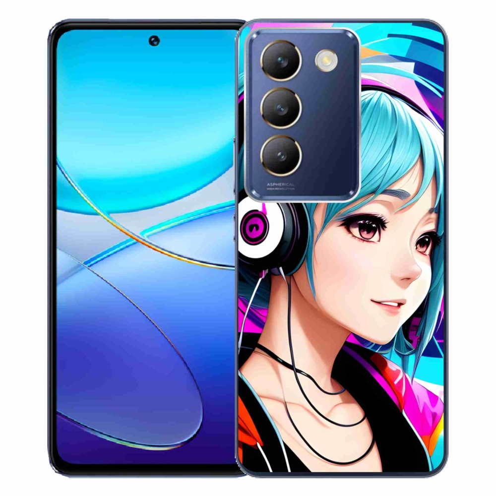 Gél borítás mmCase a Vivo V40 SE 4G/5G - lány fejhallgatóval