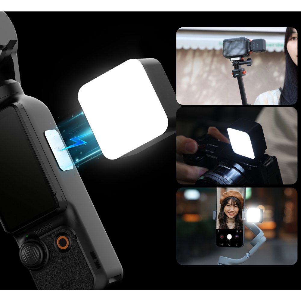 VRIG mágneses LED lámpa DJI Osmo Action 3, 4, 5 Pro és Pocket 3 kamerákhoz