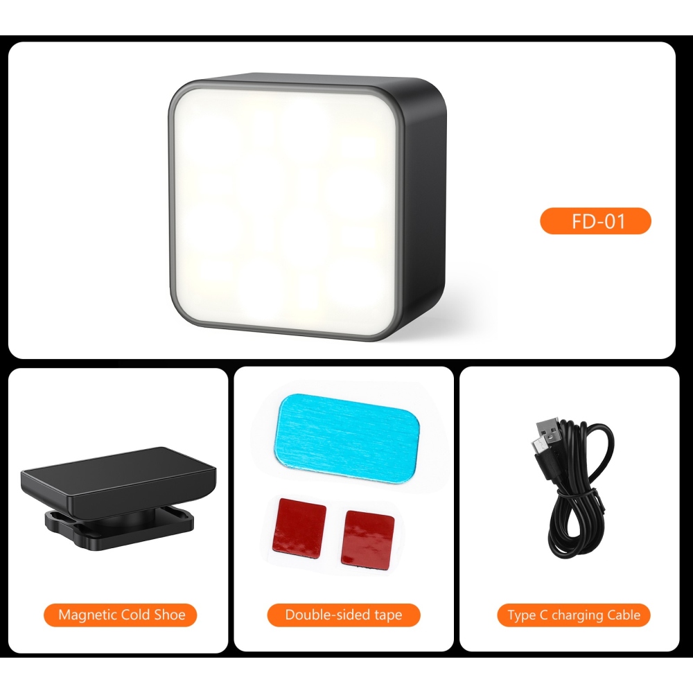 VRIG mágneses LED lámpa DJI Osmo Action 3, 4, 5 Pro és Pocket 3 kamerákhoz