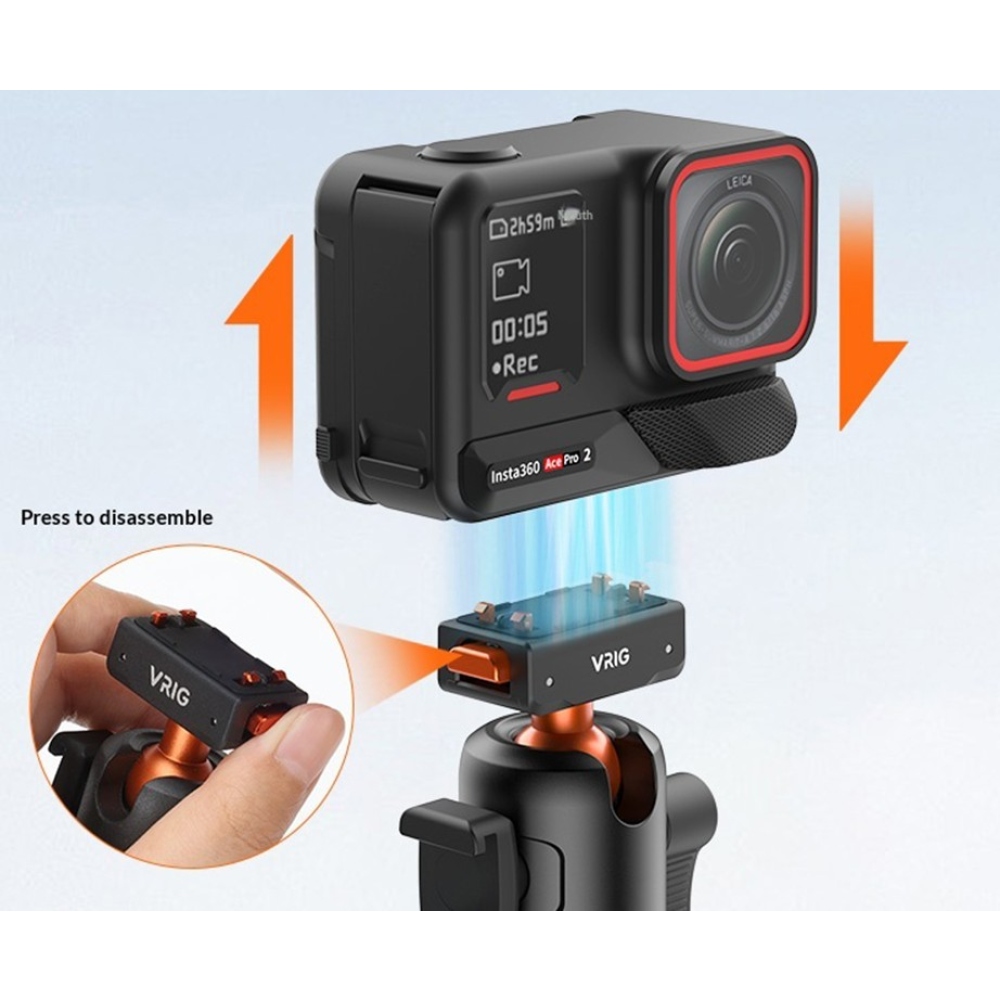 VRIG szelfibot állvánnyal és Bluetooth távirányítóval Insta360 X5 és Ace Pro 2 készülékekhez