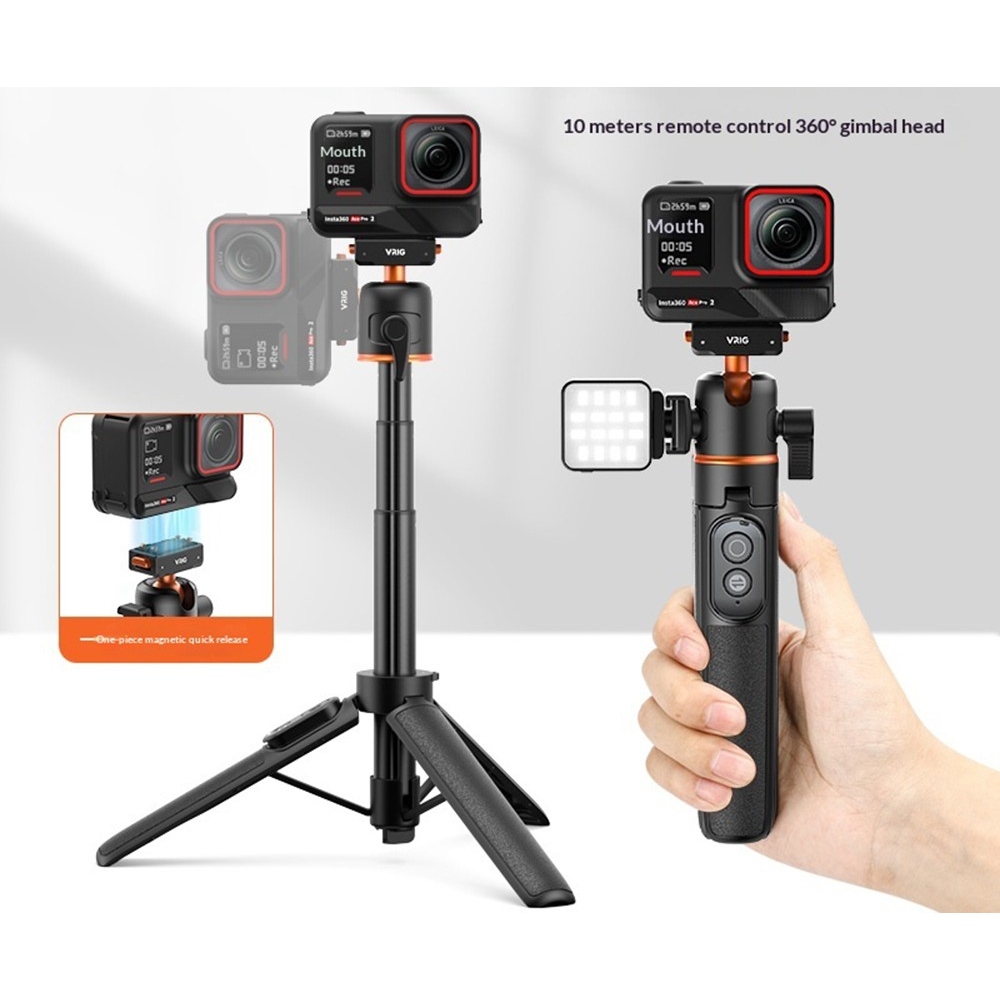 VRIG szelfibot állvánnyal és Bluetooth távirányítóval Insta360 X5 és Ace Pro 2 készülékekhez