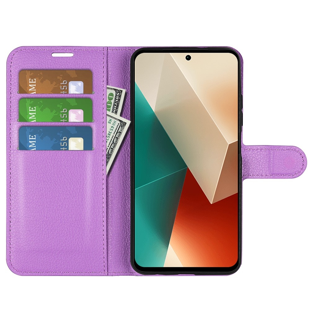 Litchi könyv tok a Xiaomi Redmi Note 13 5G-hez - lila