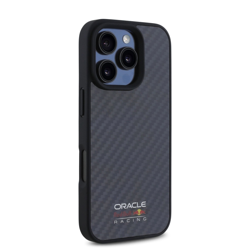 Red Bull Carbon fényes logóval ellátott MagSafe hátlap iPhone 16 Pro Max-hoz Fekete