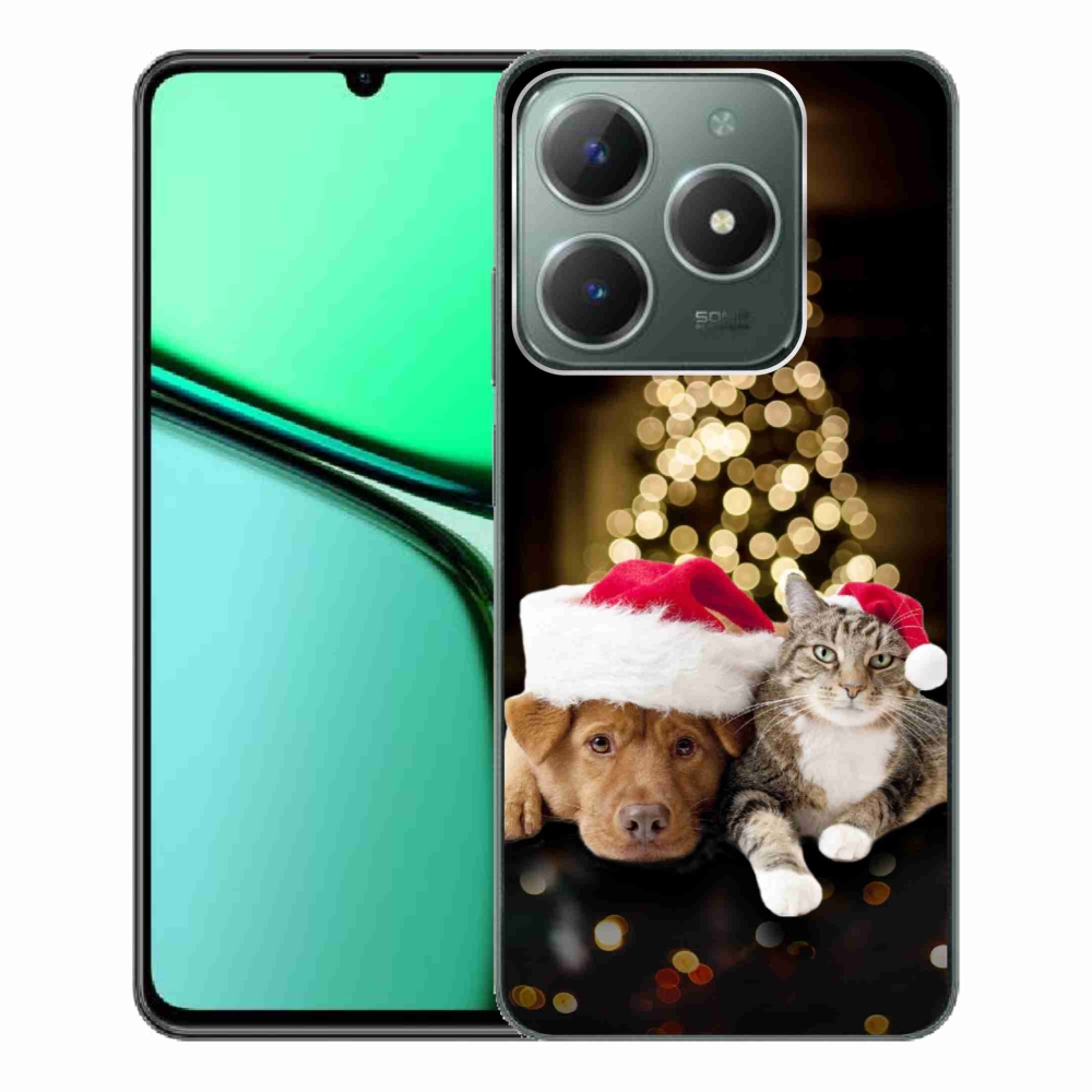 Gél borító mmCase a Realme C61 készülékhez - Karácsonyi kutya és macska