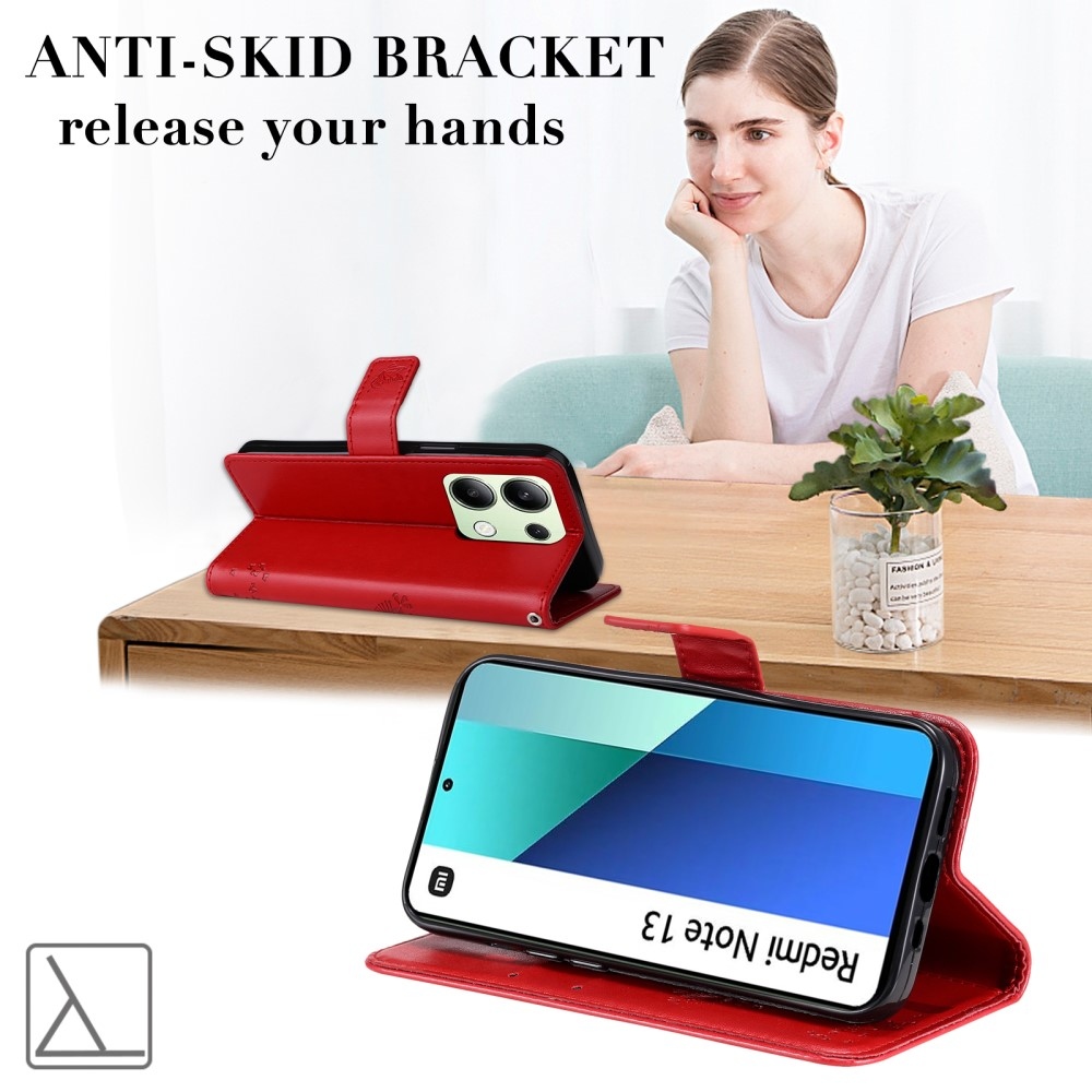 Fák könyv tok Xiaomi Redmi Note 13-hoz - piros