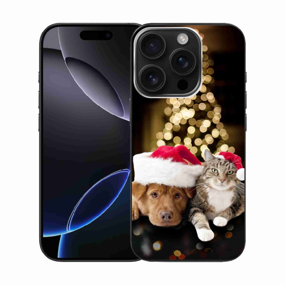 Gél borítás mmCase iPhone 16 Pro készülékhez - Karácsonyi kutya és macska