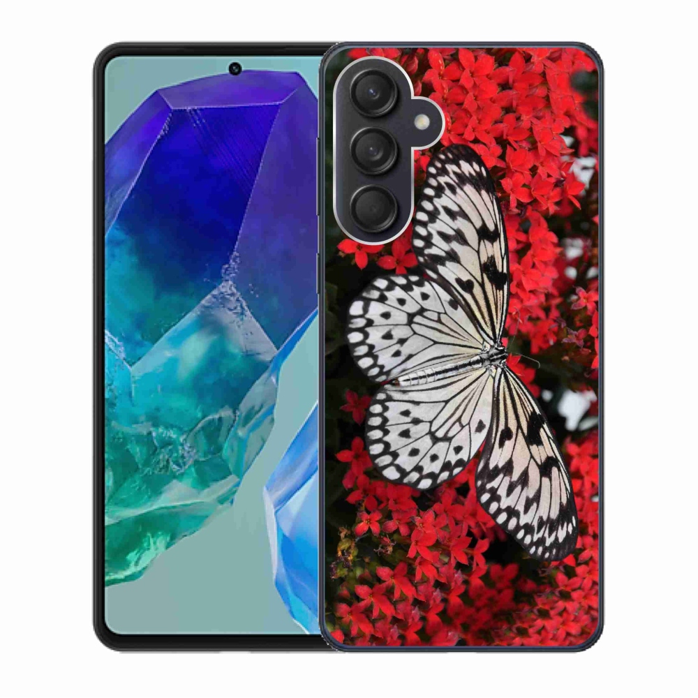 Zselés borítás mmCase Samsung Galaxy M55 5G - fekete-fehér pillangó 1