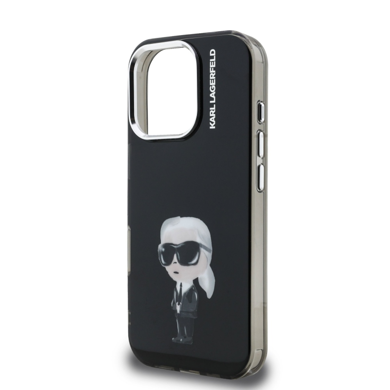 Karl Lagerfeld IML Aquarelle Karl hátlapi borító iPhone 16 Pro Max készülékhez Fekete
