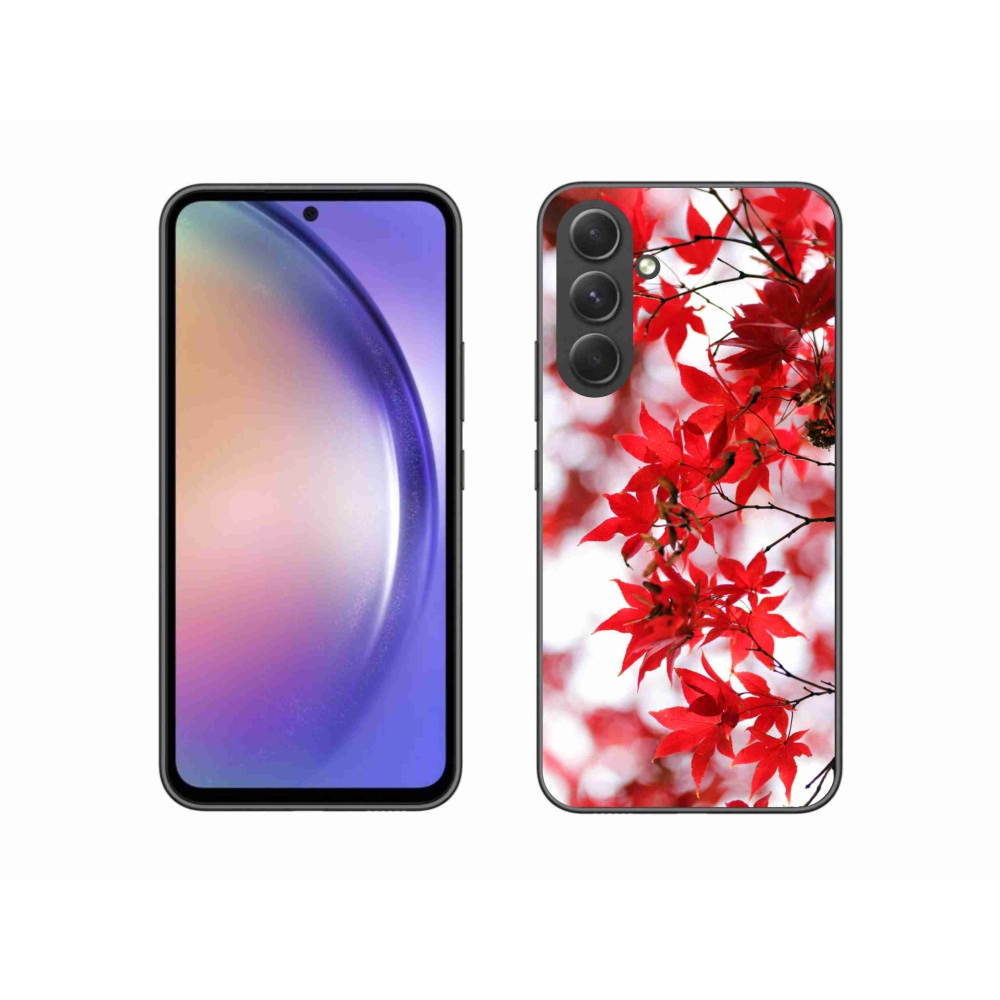 Gél védőhuzat mmCase Samsung Galaxy A54 5G - piros levelek