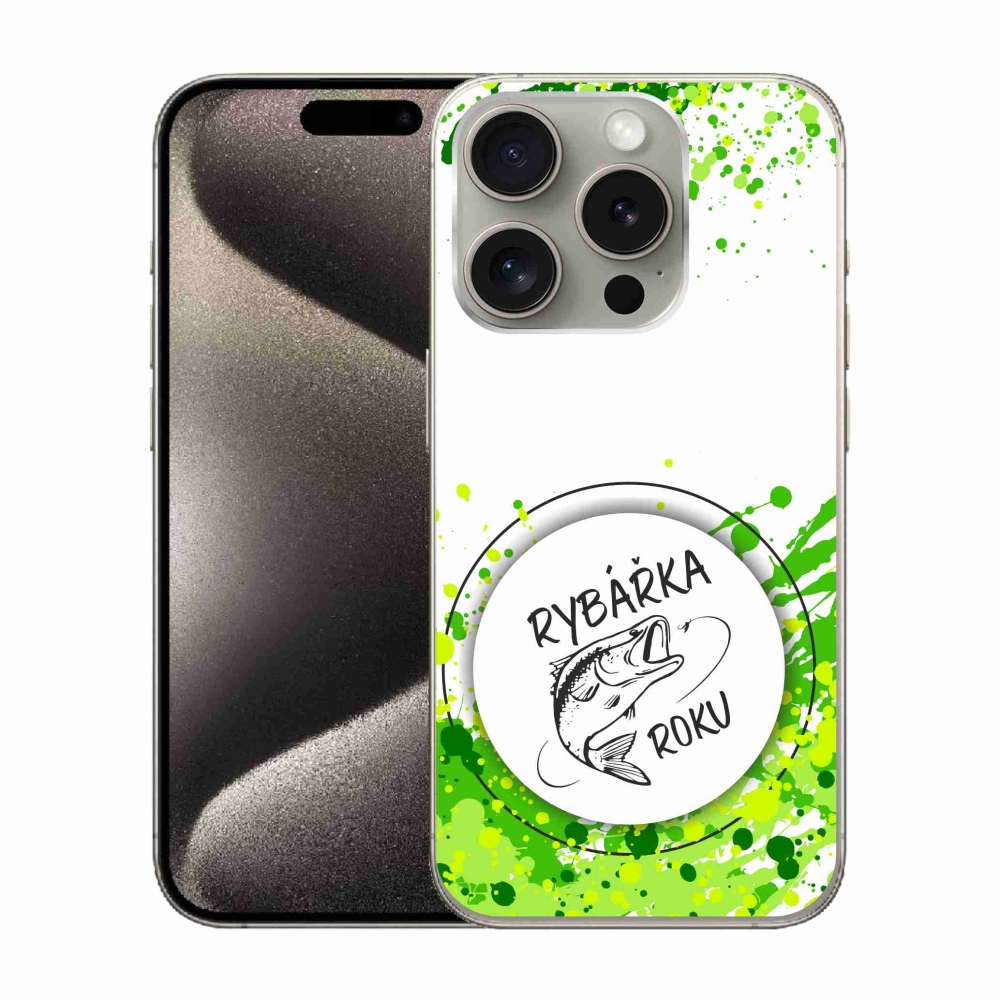 Gél borítás mmCase iPhone 15 Pro készülékhez - Az év halászának fehér háttere