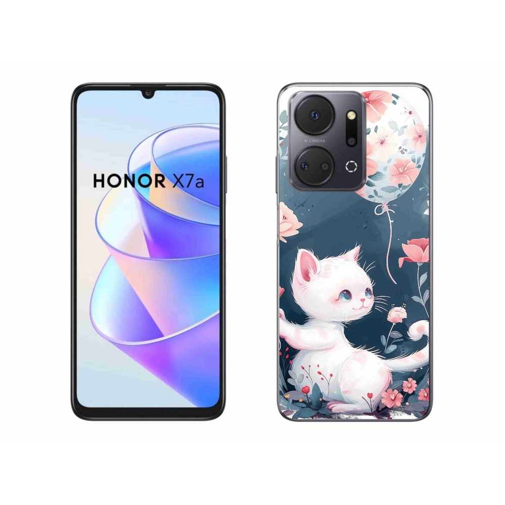 Gél borítás mmCase a Honor X7a számára - cica lufival