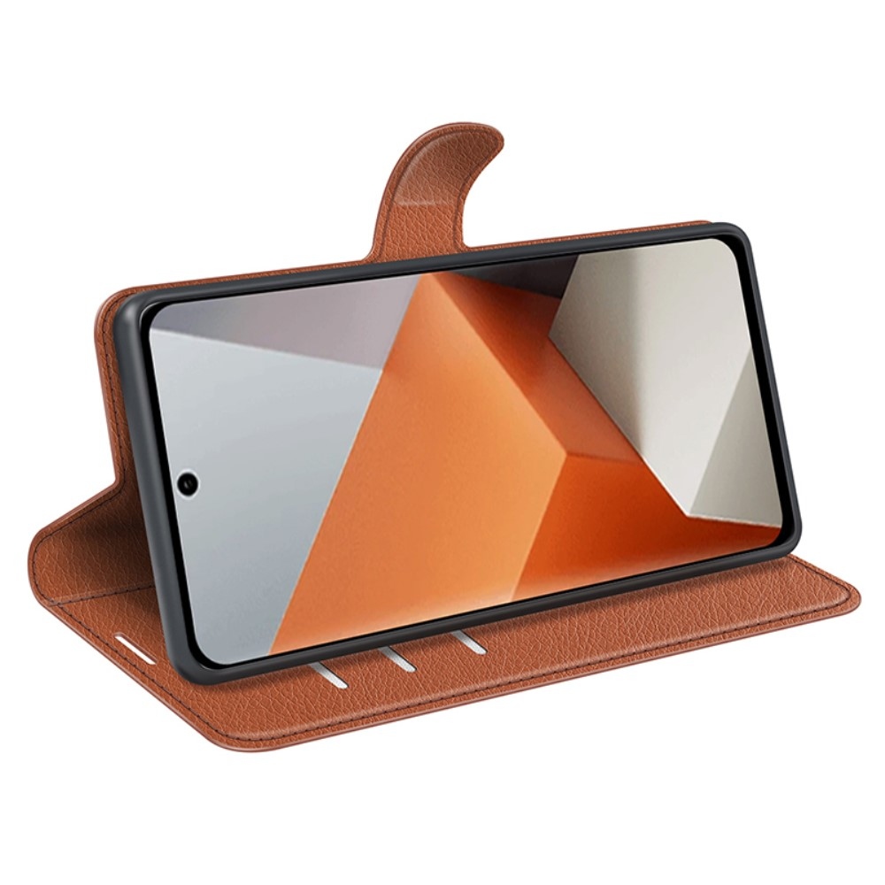 Litchi könyv tok Xiaomi Redmi Note 13 Pro+ 5G - barna színben