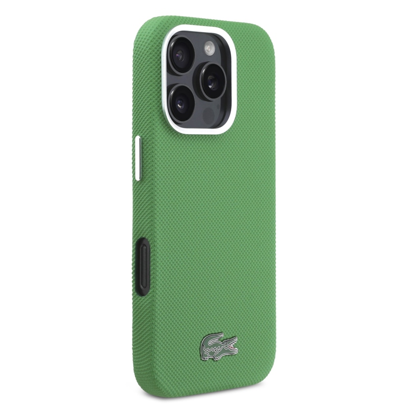 Lacoste PVC Iconic Petit Pique fém logó MagSafe hátlap iPhone 16 Pro Estragon zöldhez