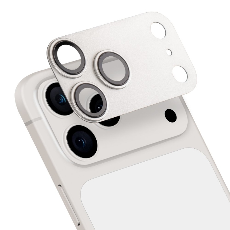 TOK: ME Camera Island lencsevédő az Apple iPhone 17 Pro Max-hoz, ezüst színben