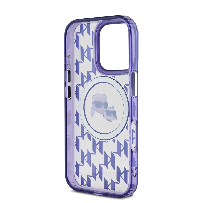 Karl Lagerfeld IML Monogram K&CH Heads MagSafe hátlap iPhone 16 Pro lila színű iPhone 16 Pro készülékhez