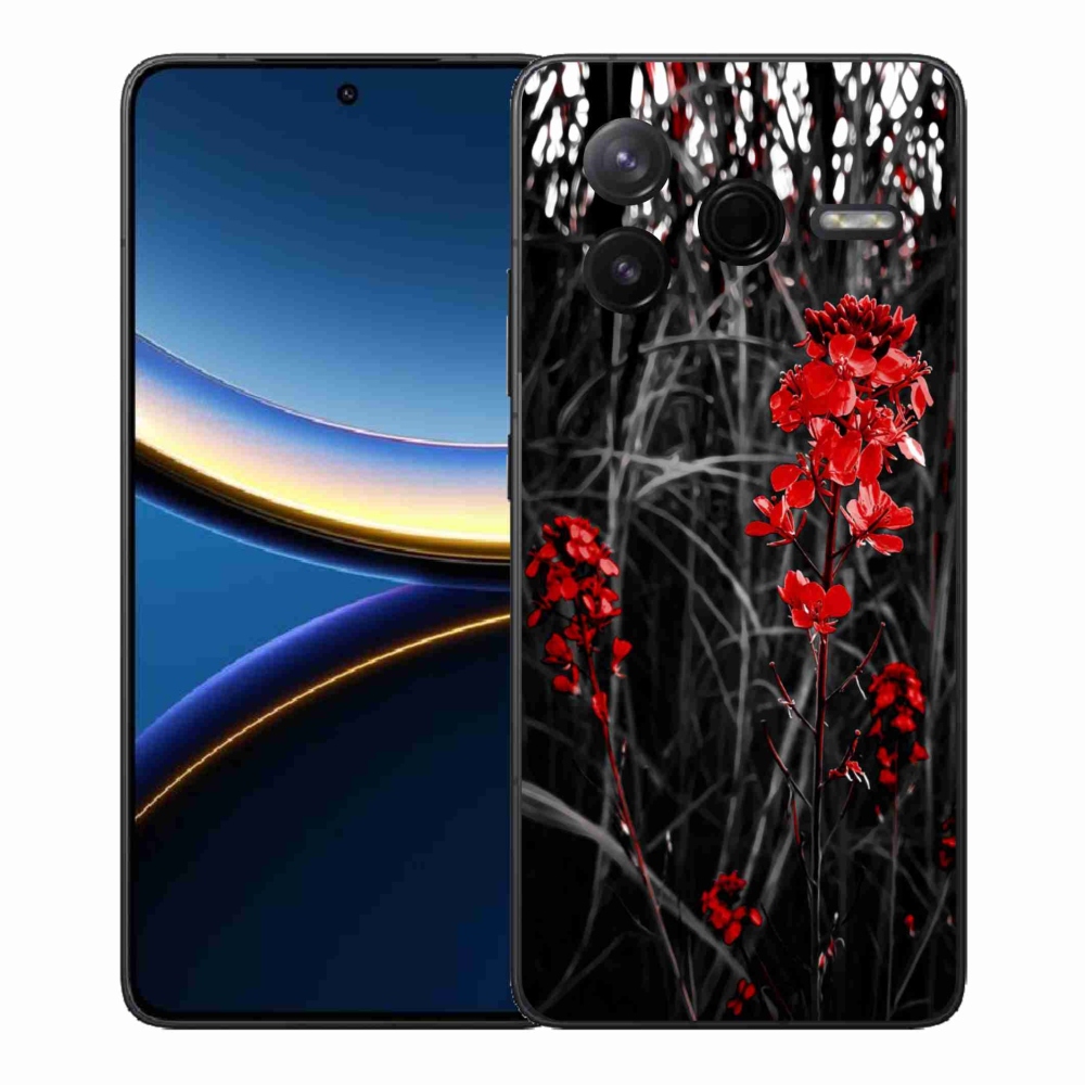 Gél borítás mmCase a Xiaomi Poco F7 Pro számára - piros növény