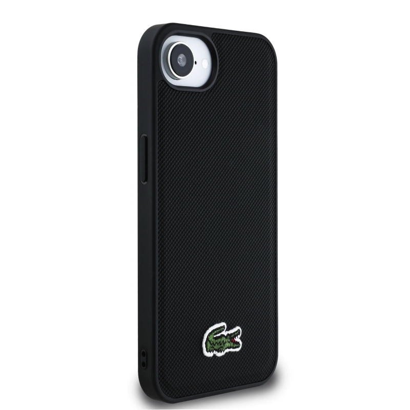 Lacoste Iconic Petit Pique Woven Logo MagSafe hátlapi borító iPhone 16e Fekete