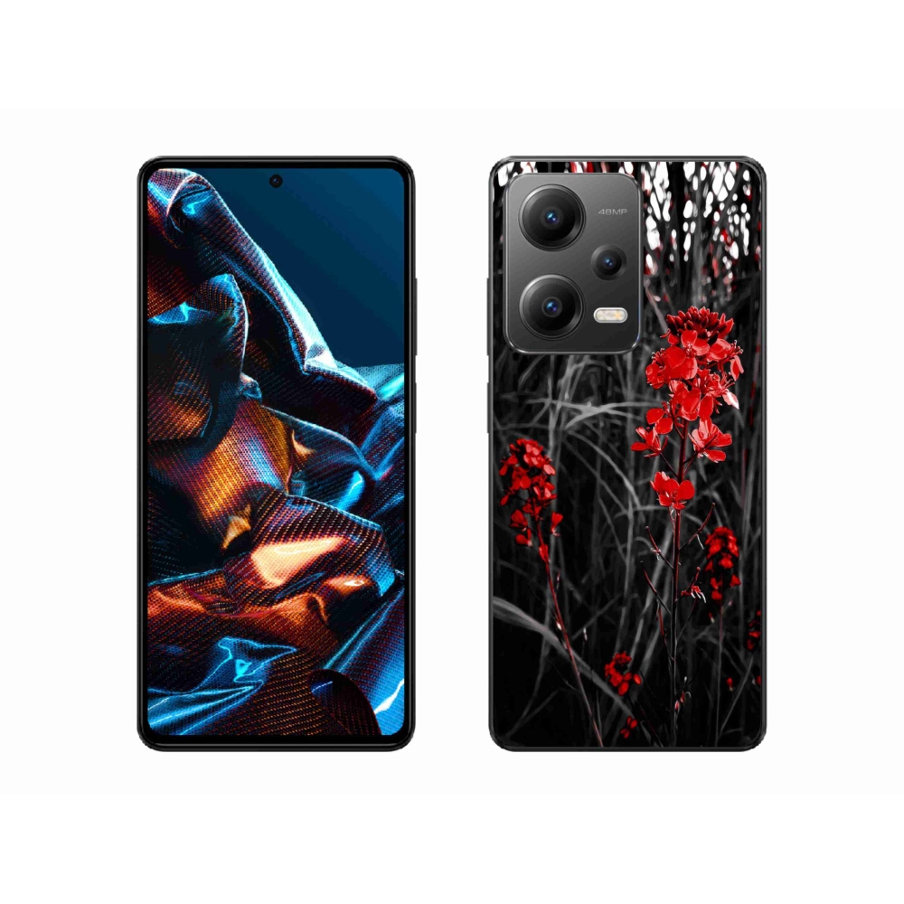 Gél borítás mmCase a Xiaomi Redmi Note 12 Pro 5G számára - piros növény
