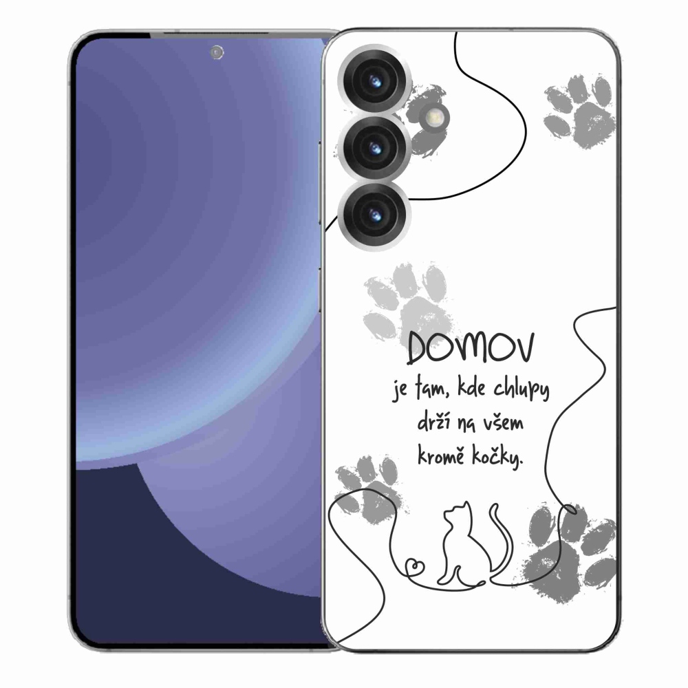 Gél borító mmCase Samsung Galaxy S25+ készülékhez - macska motívum fehér háttérrel