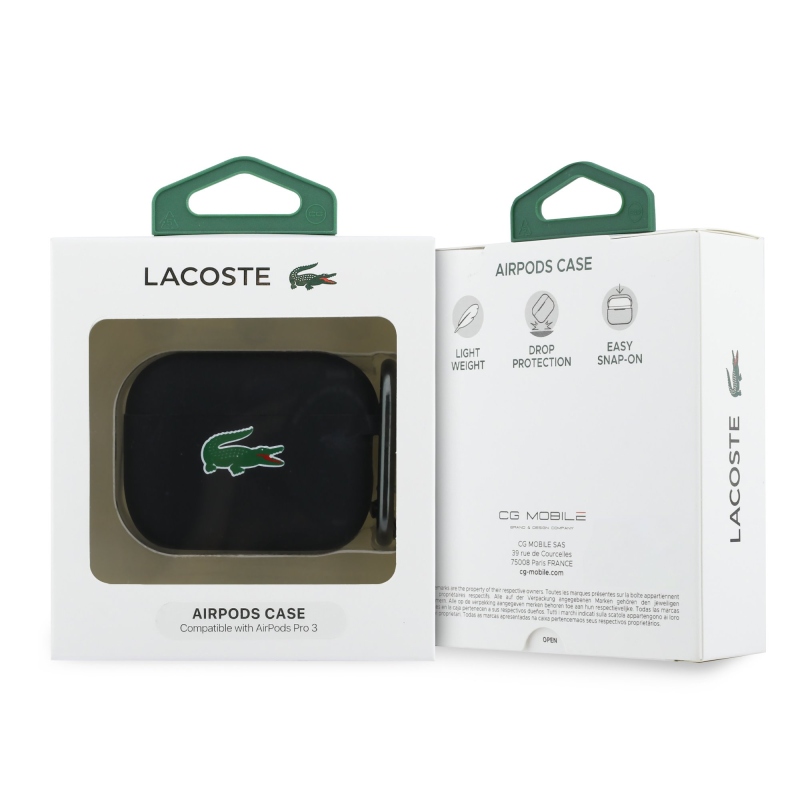 Lacoste Liquid szilikon krokodil logós tok AirPods Pro 3 fekete színhez