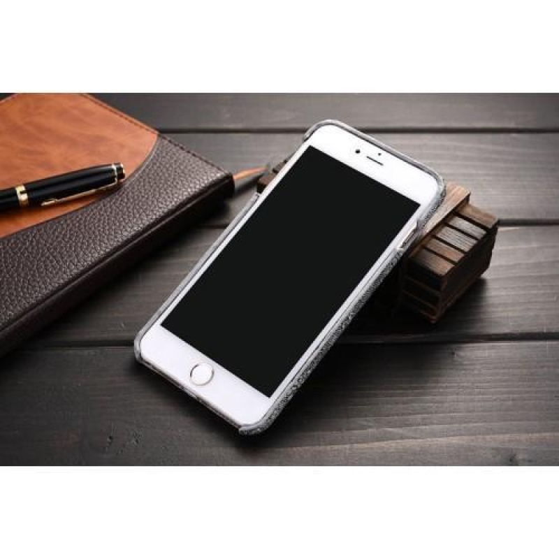 Hímzett műanyag tok műbőr hátlappal iPhone 6 és iPhone 6s - szürke