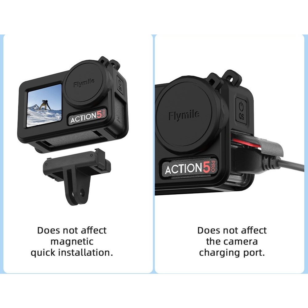 FLYMILE szilikon védőtok lencsevédővel DJI Osmo Action 5 Pro-hoz - fekete