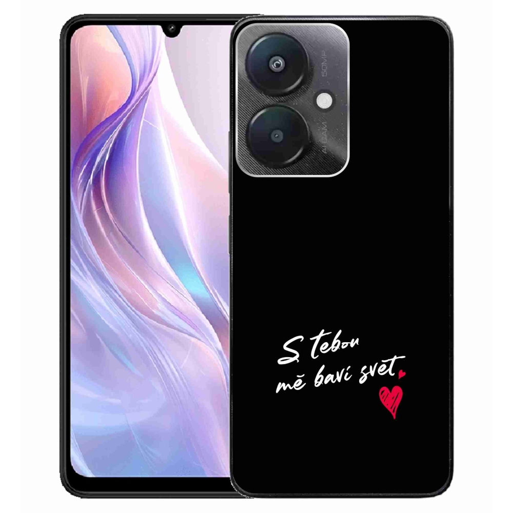 Gél borító mmCase a Xiaomi Redmi 13C 5G-hez - szerelmes szöveg 1 fekete háttér