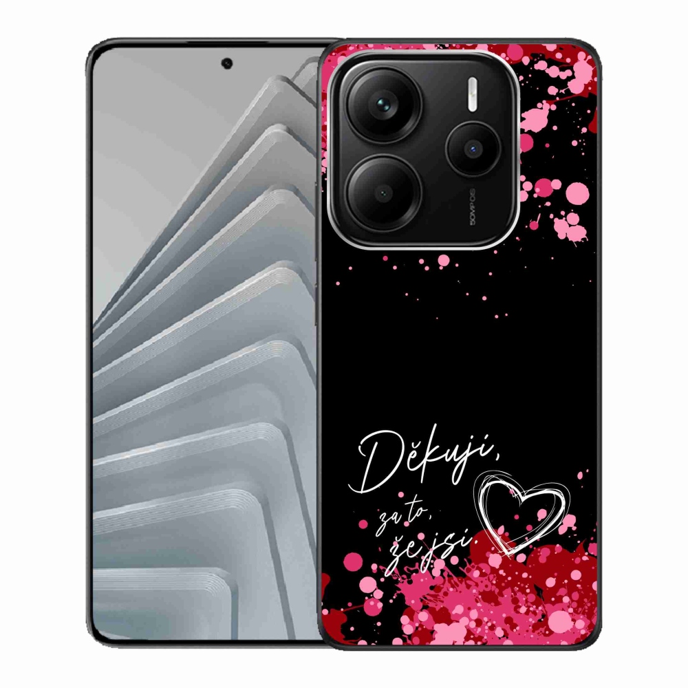 Gél borító mmCase a Xiaomi Redmi Note 14 5G-hez - love text 2 fekete háttérrel