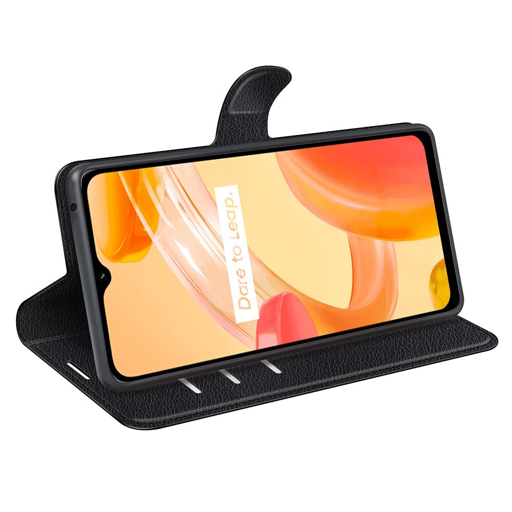 Litchi könyvtáska a Realme C30 készülékhez - fekete