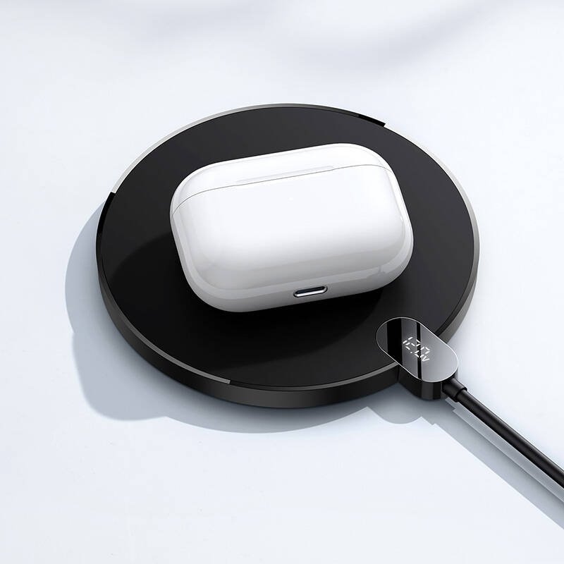 Baseus Digitális LED kijelző Gen 2 vezeték nélküli töltő 15W Fekete