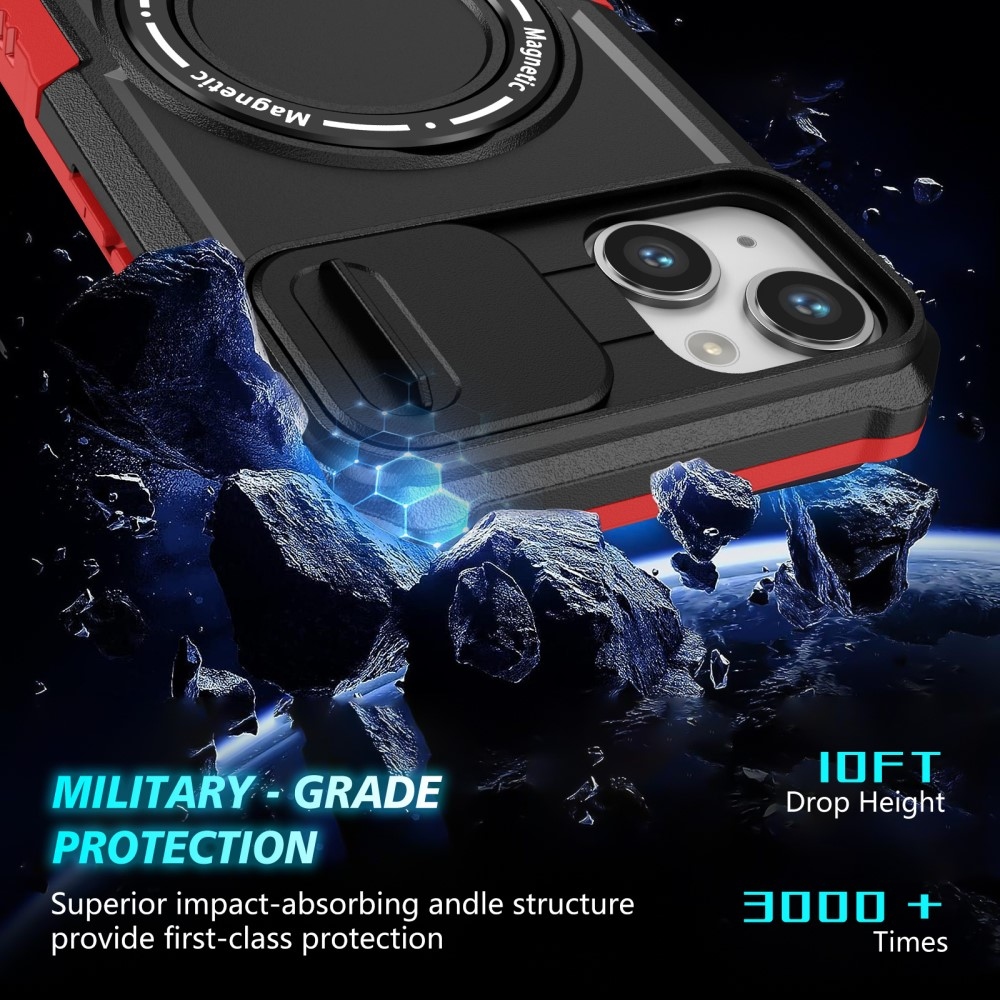 Fulcrum tartós borító kameravédelemmel és MagSafe funkcióval iPhone 14 készülékhez - Piros/fekete