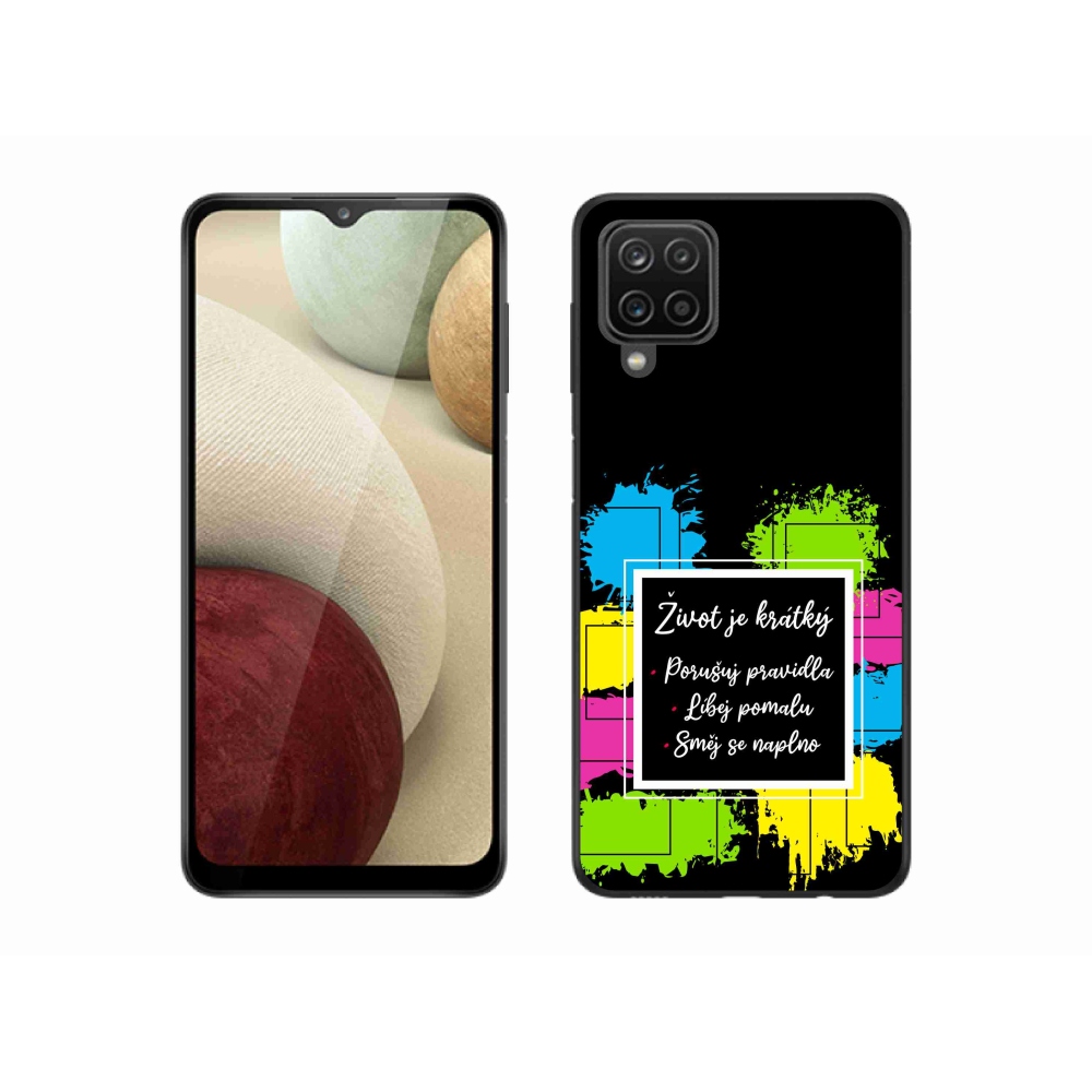 Gél borítás mmCase Samsung Galaxy A12 - idézet 5 fekete háttérrel