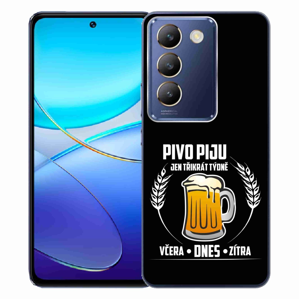 Gél borítás mmCase a Vivo V40 SE 4G/5G készülékhez - sör motívum fekete háttérrel